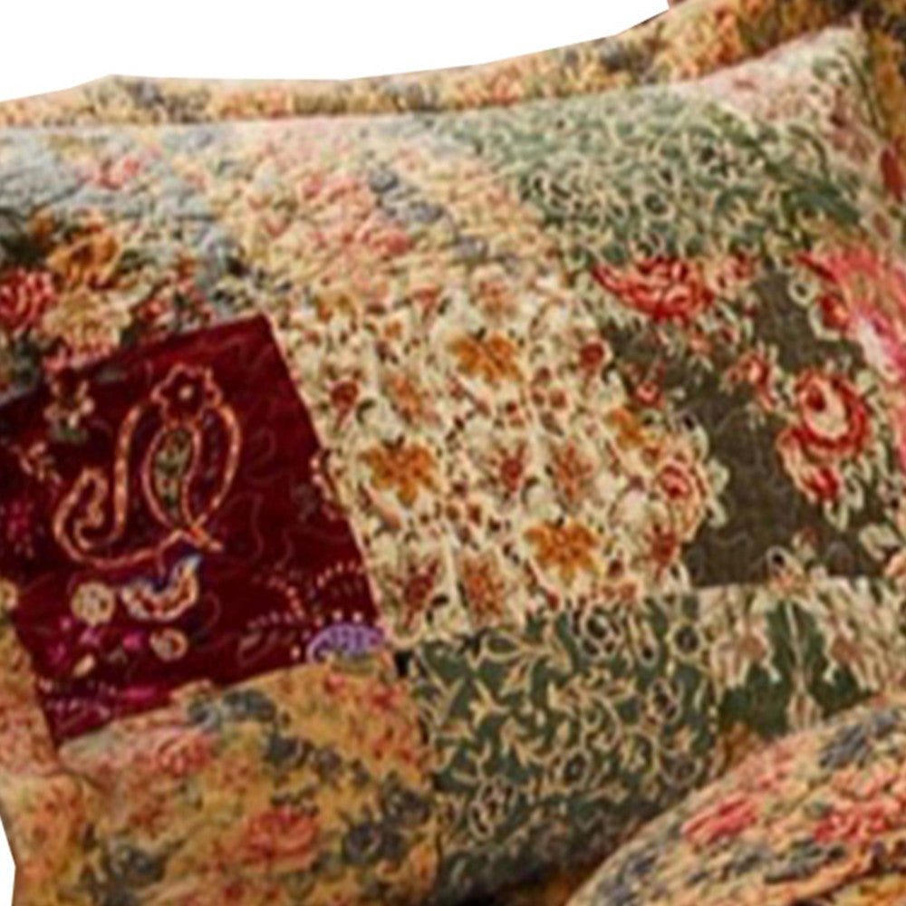 Kamet Fabric Standard Size Sham with Floral Prints and Paisleys Multicolor By Casagear Home BM14924