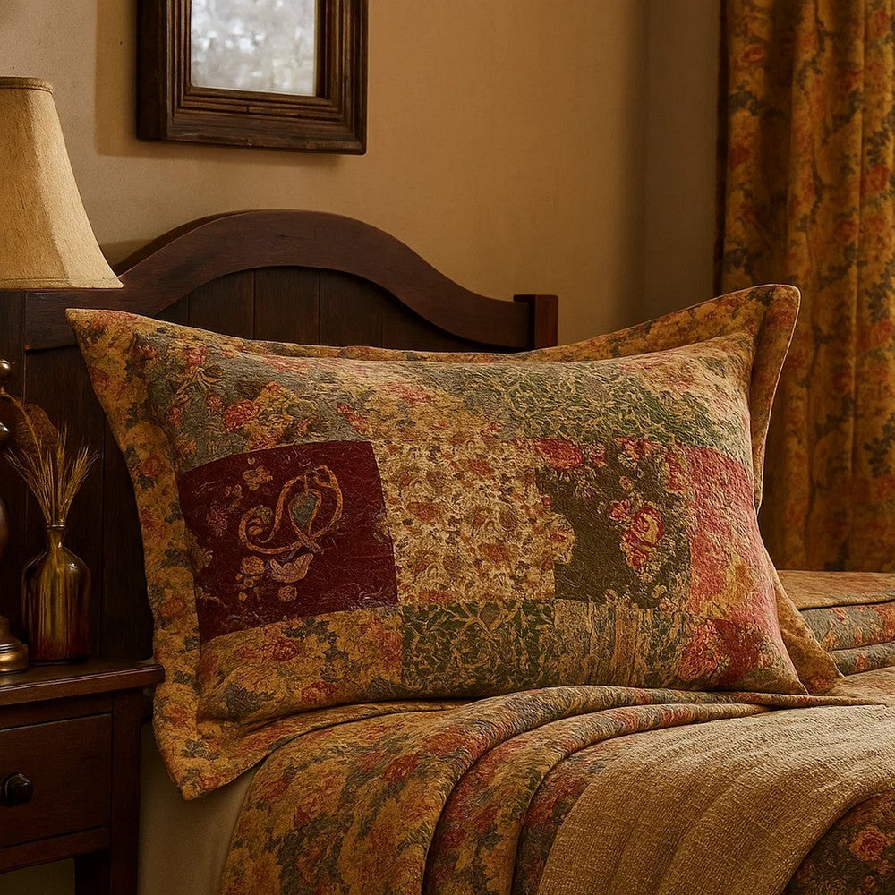 Kamet Standard Size Pillow Sham | Floral & Paisley Prints | Multicolor