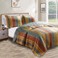 Huascaran 3 Piece Fabric King Size Quilt Set with Channel Stitching, Multicolor By Casagear Home