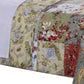 Eiger 3 Piece Fabric Queen Size Quilt Set with Jacobean Prints Multicolor By Casagear Home BM14948