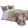 Eiger 3 Piece Fabric Queen Size Quilt Set with Jacobean Prints, Multicolor By Casagear Home