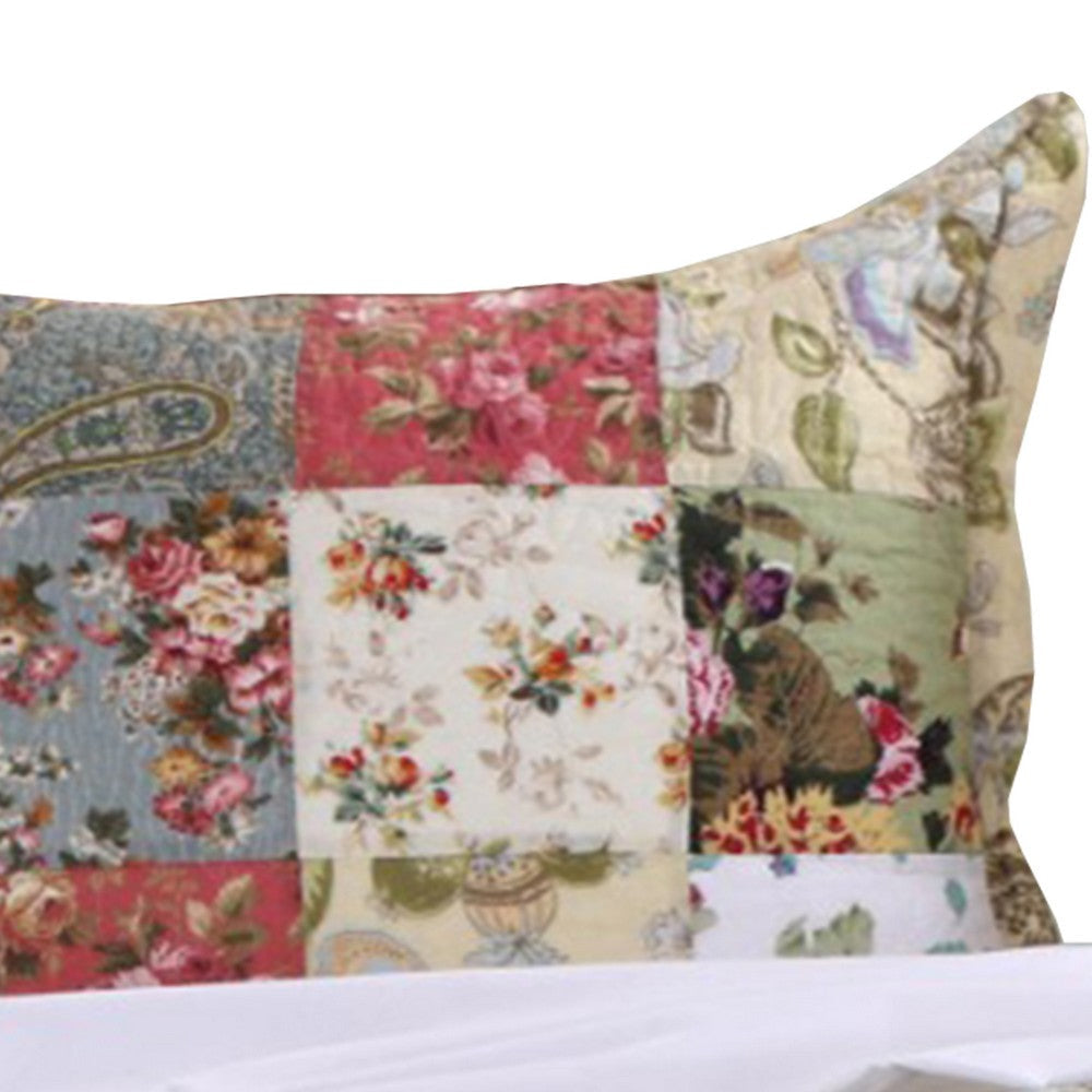 Eiger Fabric Standard Size Sham with Jacobean Prints Multicolor By Casagear Home BM14951