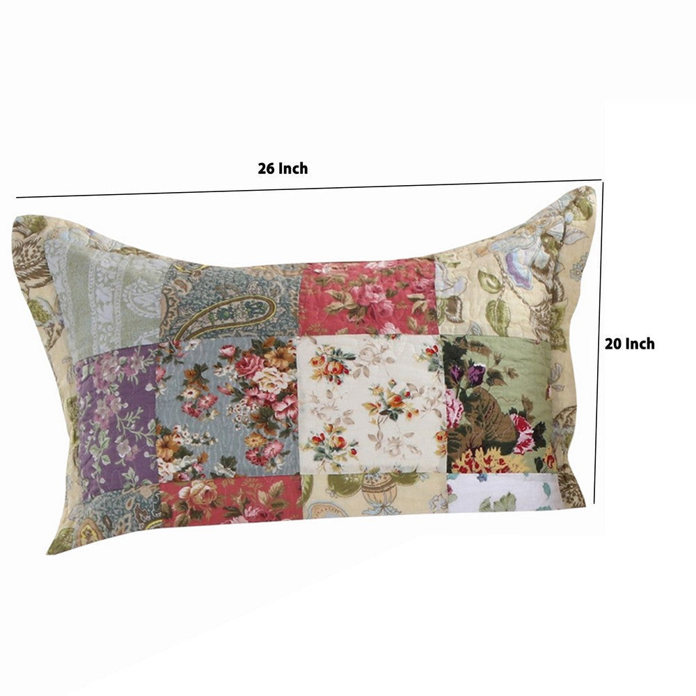 Eiger Fabric Standard Size Sham with Jacobean Prints Multicolor By Casagear Home BM14951