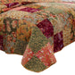 Kamet 3 Piece Fabric Queen Size Bedspread Set with Floral Prints,Multicolor By Casagear Home