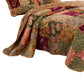 Kamet 3 Piece Fabric Queen Size Bedspread Set with Floral Prints,Multicolor By Casagear Home