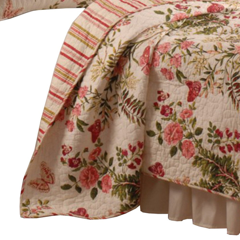 Atlanta Fabric 2 Piece Twin Size Quilt Set with Butterfly Prints,Multicolor By Casagear Home