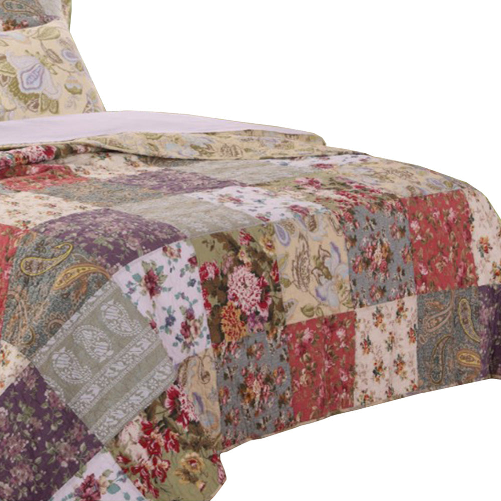 Chicago 5 Piece Queen Size Quilt Set | Jacobean Prints | Multicolor BM14969
