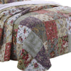 Chicago 3 Piece Fabric Full Bedspread Set with Jacobean Prints, Multicolor By Casagear Home