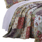 Chicago 3 Piece Fabric Full Bedspread Set with Jacobean Prints, Multicolor By Casagear Home