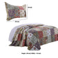 Chicago 3 Piece Fabric Full Bedspread Set with Jacobean Prints, Multicolor By Casagear Home