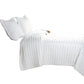 Yukon Fabric 3 Piece King Size Quilt Set with Ruffle Striped Pattern, White By Casagear Home