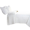 Yukon Fabric 3 Piece King Size Quilt Set with Ruffle Striped Pattern, White By Casagear Home