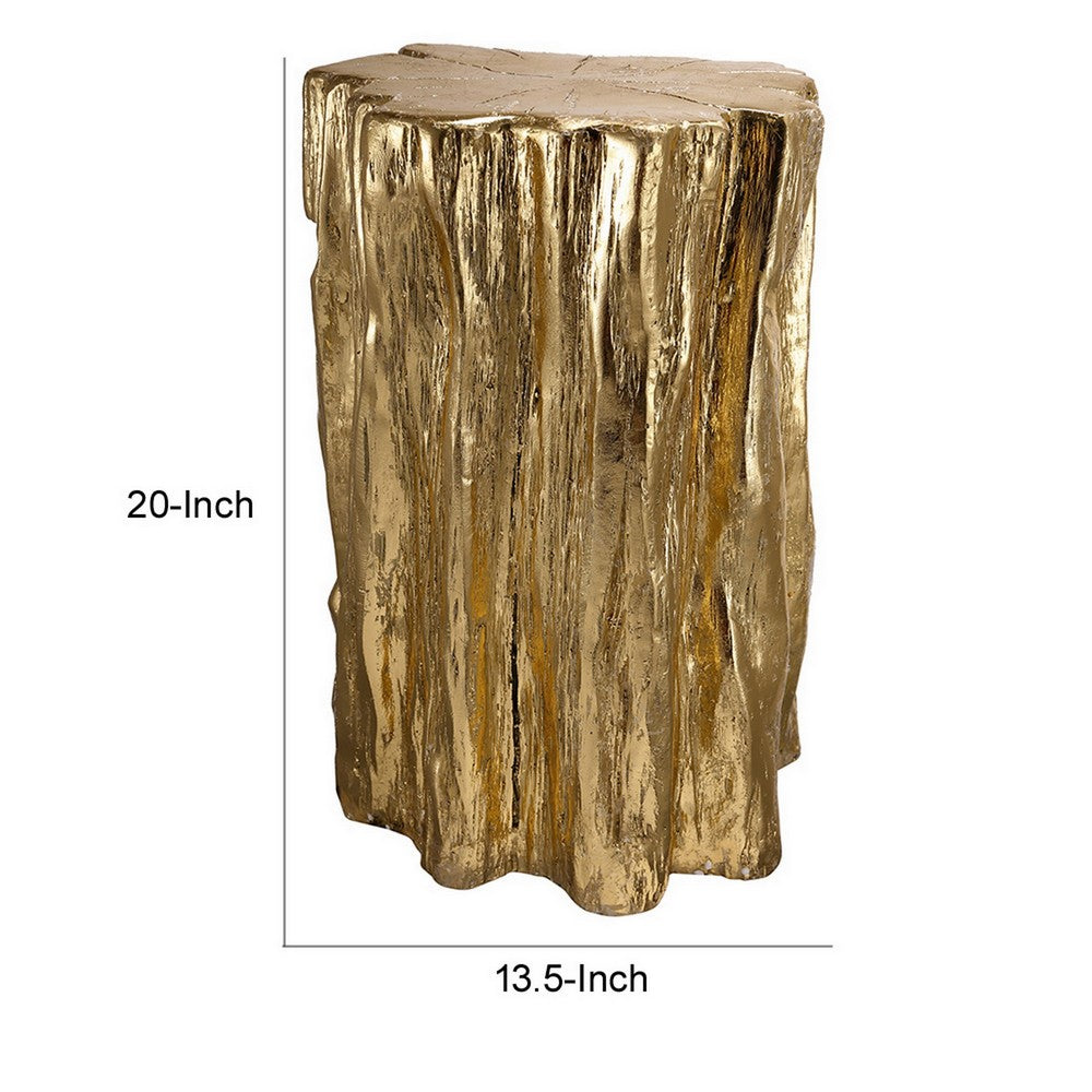 Nature Inspired Tree Trunk Metal Stool, Gold By The Urban port