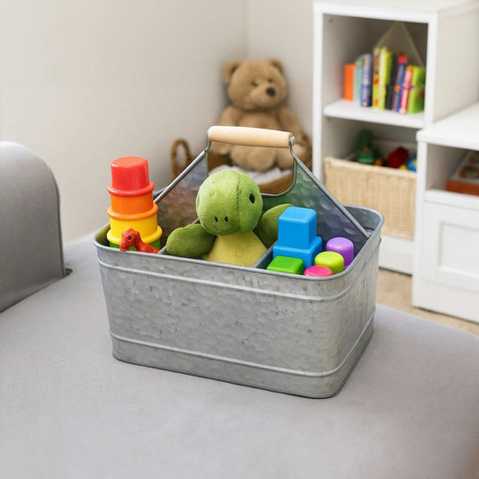 Galvanized Metal Sturdy Carry All Serveware, Gray