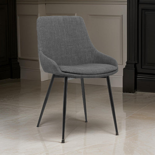 Dining Chair | Fabric Upholstered | Metal Legs | Black & Gray