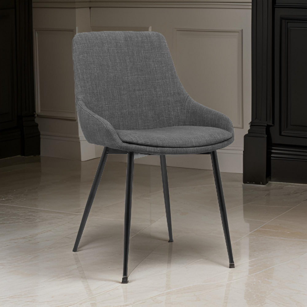 Fabric Upholstered Dining Chair with Metal Legs,Black & Gray By Casagear Home