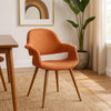 Dining Chair | Mid-Century | Fabric | Tapered Legs | Orange & Brown