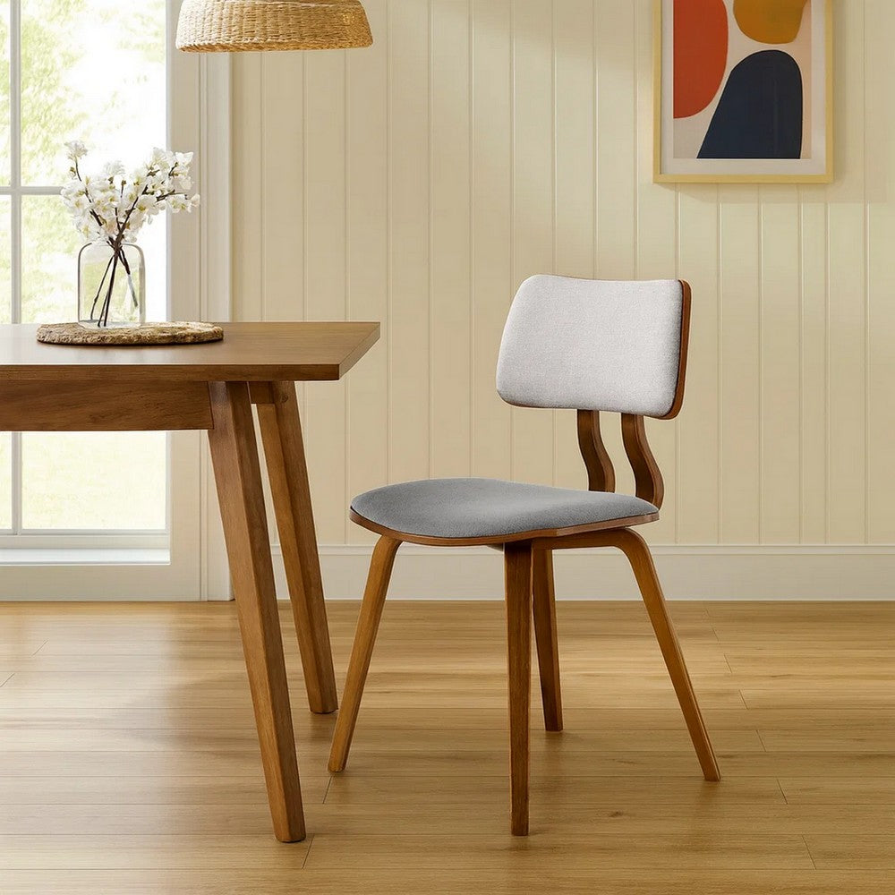 Dining Chair | Split Curved Back | Fabric Upholstered | Brown & Gray