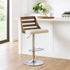 Barstool | Swivel | Wood Cut-Out Back | Pedestal Base | Cream & Chrome
