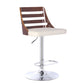 Swivel Wooden Cut Out Back Barstool with Pedestal Base, Cream and Chrome By Casagear Home