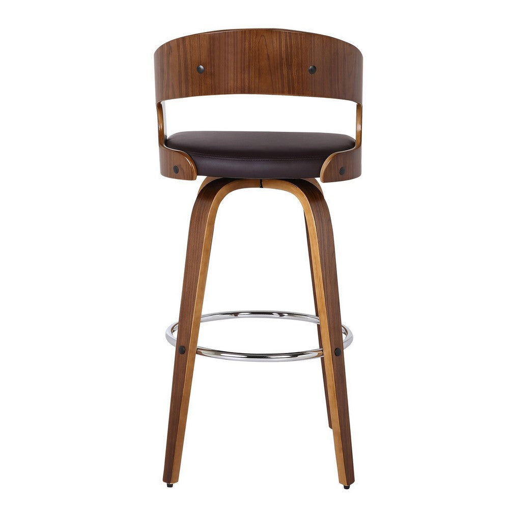 26’’ Leatherette Counter Height Barstool with Open Back,Brown By Casagear Home BM155717