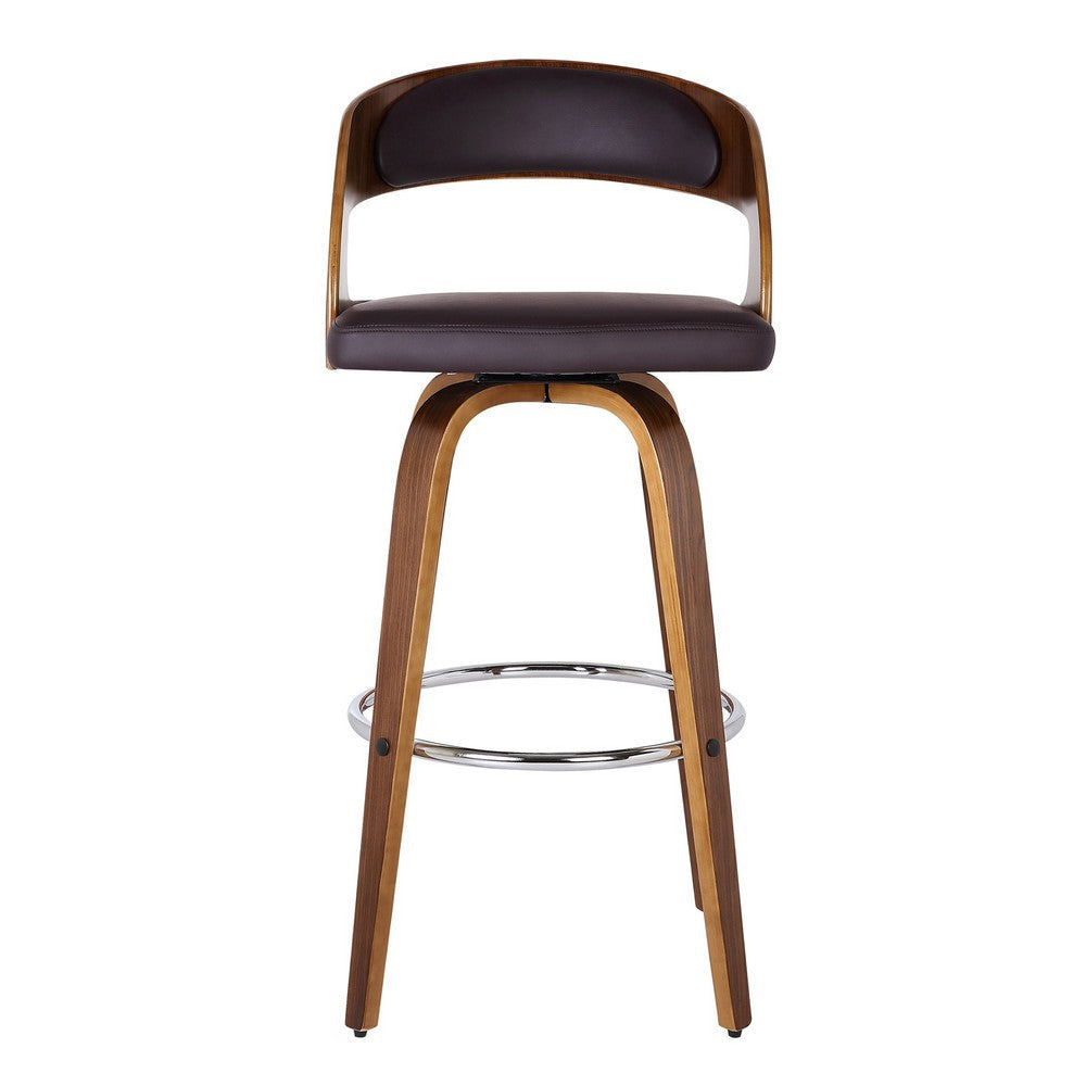 30’’ Leatherette Counter Height Barstool with Open Back,Brown By Casagear Home BM155718