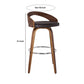 30" Leatherette Counter Height Barstool with Open Back,Brown By Casagear Home