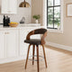 Barstool | 30" | Swivel | Faux Leather | Open Back | Brown
