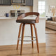 Barstool | 26" | Faux Leather | Swivel | Open Back | Brown