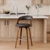 Barstool | 26" | Faux Leather | Swivel | Open Back | Brown