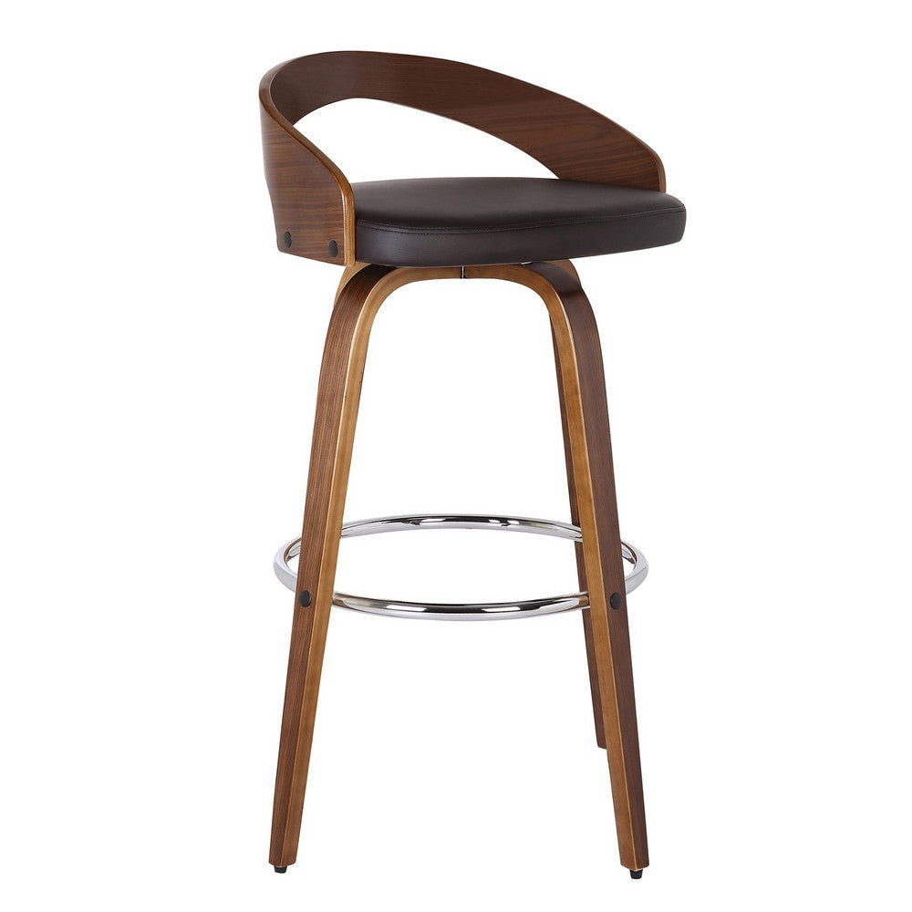 26’’ Swivel Counter Height Barstool with Open Back Brown By Casagear Home BM155721