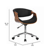 Curved Leatherette Wooden Frame Adjustable Office Chair Brown and Black By Casagear Home BM155774