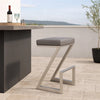 Barstool | Z-Shaped | Metal | Backless | Padded Seat | Silver & Gray