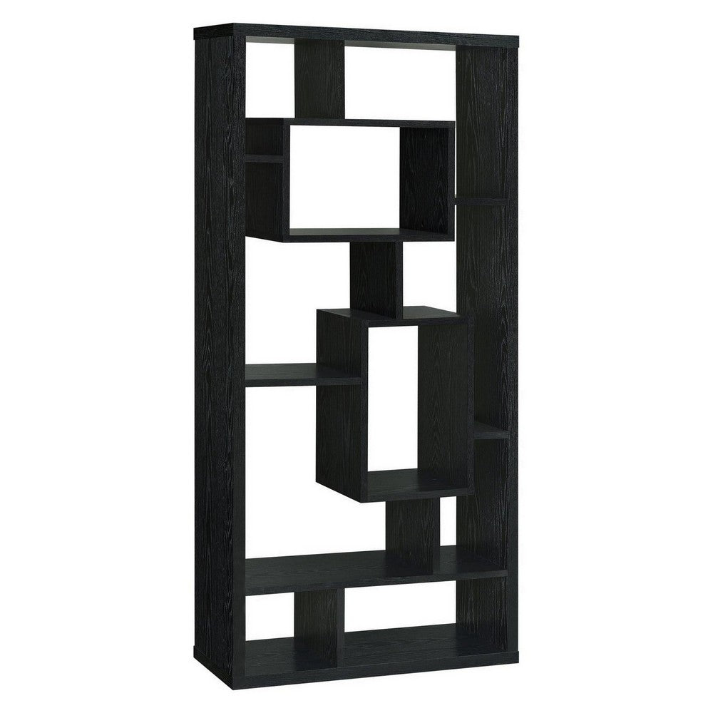 Asymmetrical Cube Black Book Case With Shelves