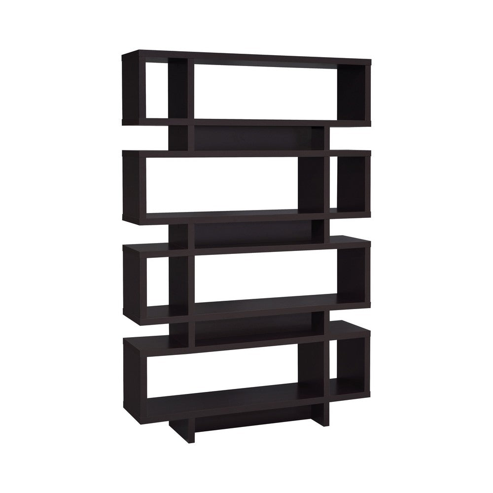 Stupendous Wooden Bookcase With Open Shelves, Brown