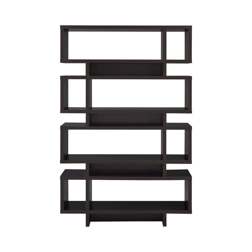 Stupendous Wooden Bookcase With Open Shelves, Brown