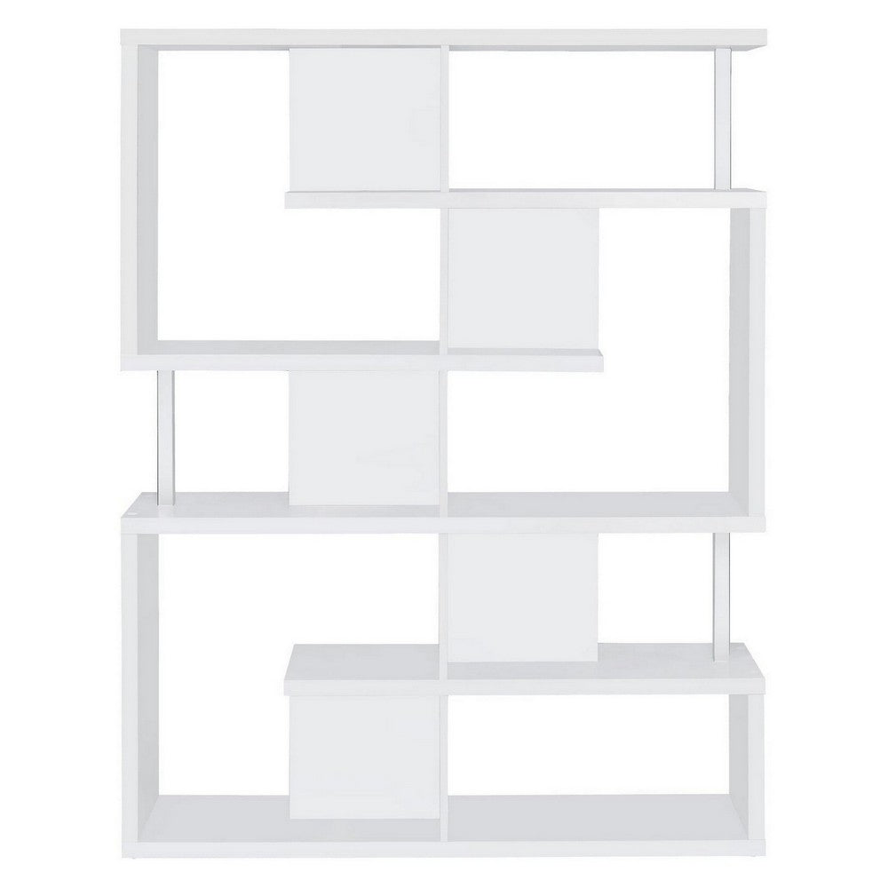 Splendid white bookcase With Chrome Support Beams