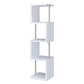 Modern Four Tier Wood And Metal  Bookcase, White