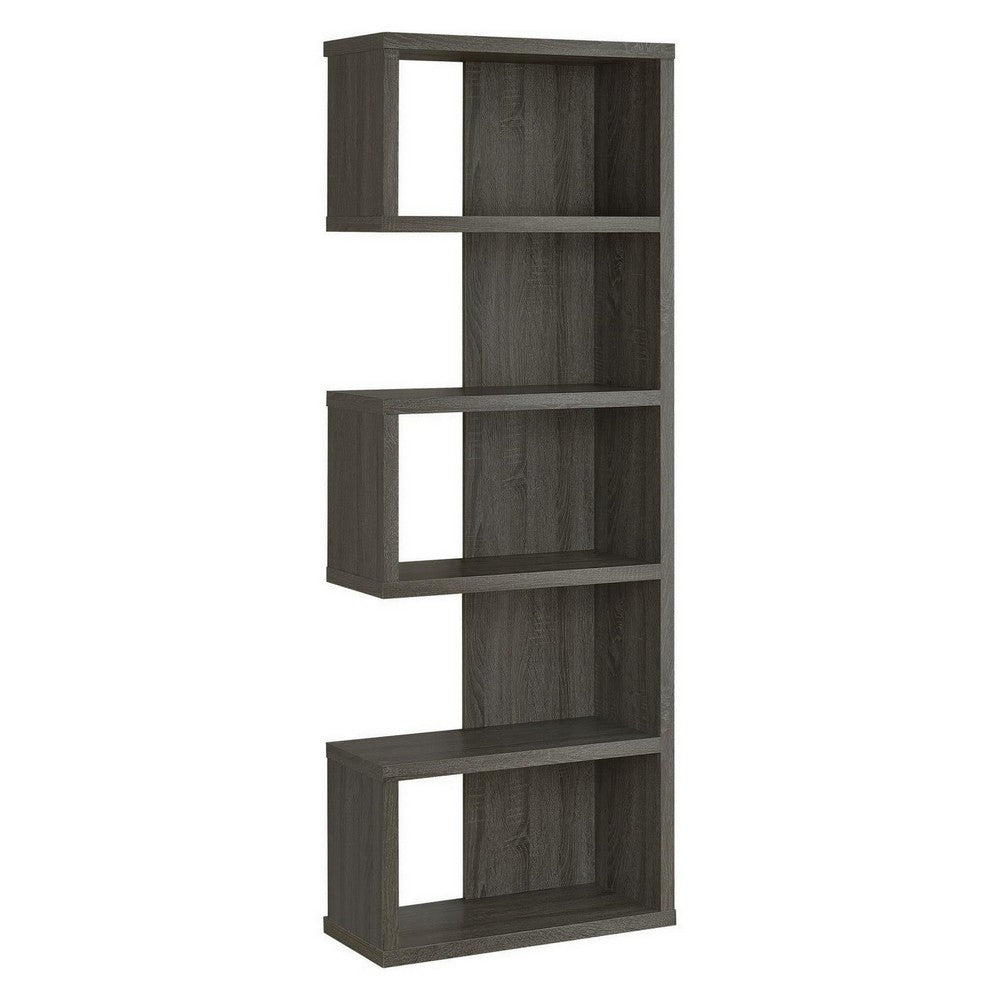Sturdy Semi-Backless Wooden Bookcase, Gray