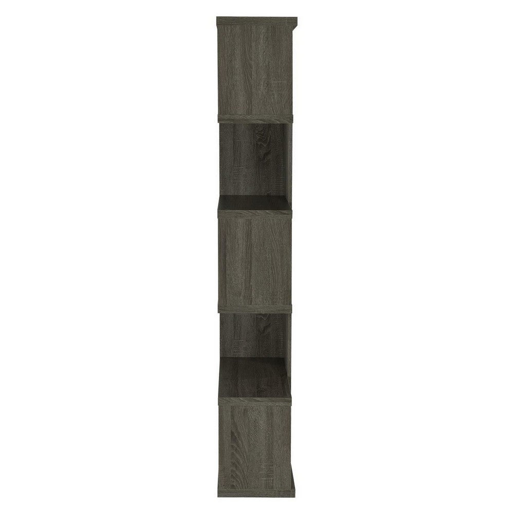 Sturdy Semi-Backless Wooden Bookcase, Gray
