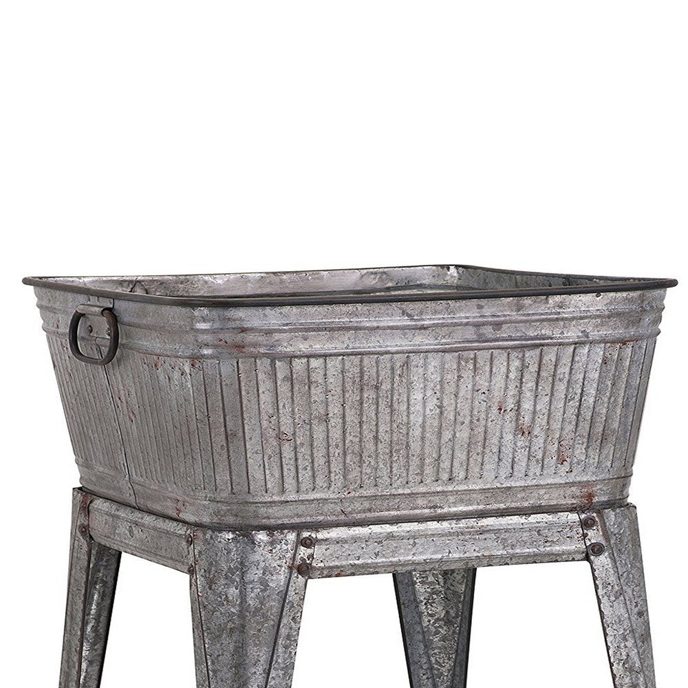 32’’ Multi-Functional Galvanized Metal Tub on Stand with Angled Legs Gray By The Urban Port IMX-65345
