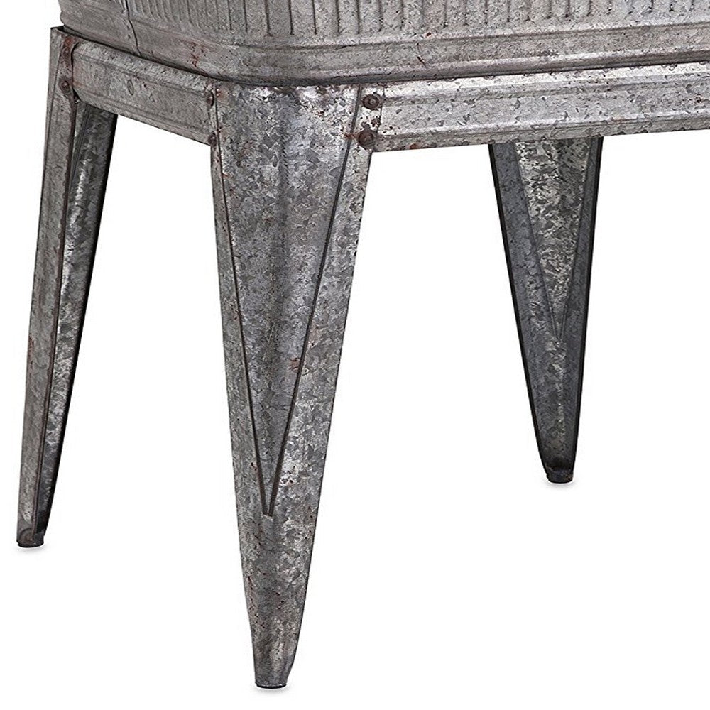 32’’ Multi-Functional Galvanized Metal Tub on Stand with Angled Legs Gray By The Urban Port IMX-65345