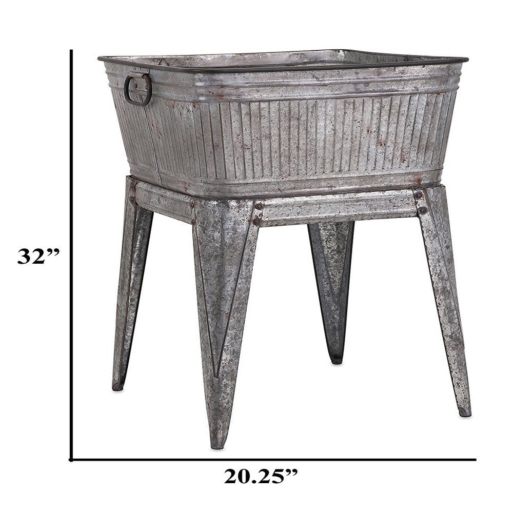 32’’ Multi-Functional Galvanized Metal Tub on Stand with Angled Legs Gray By The Urban Port IMX-65345