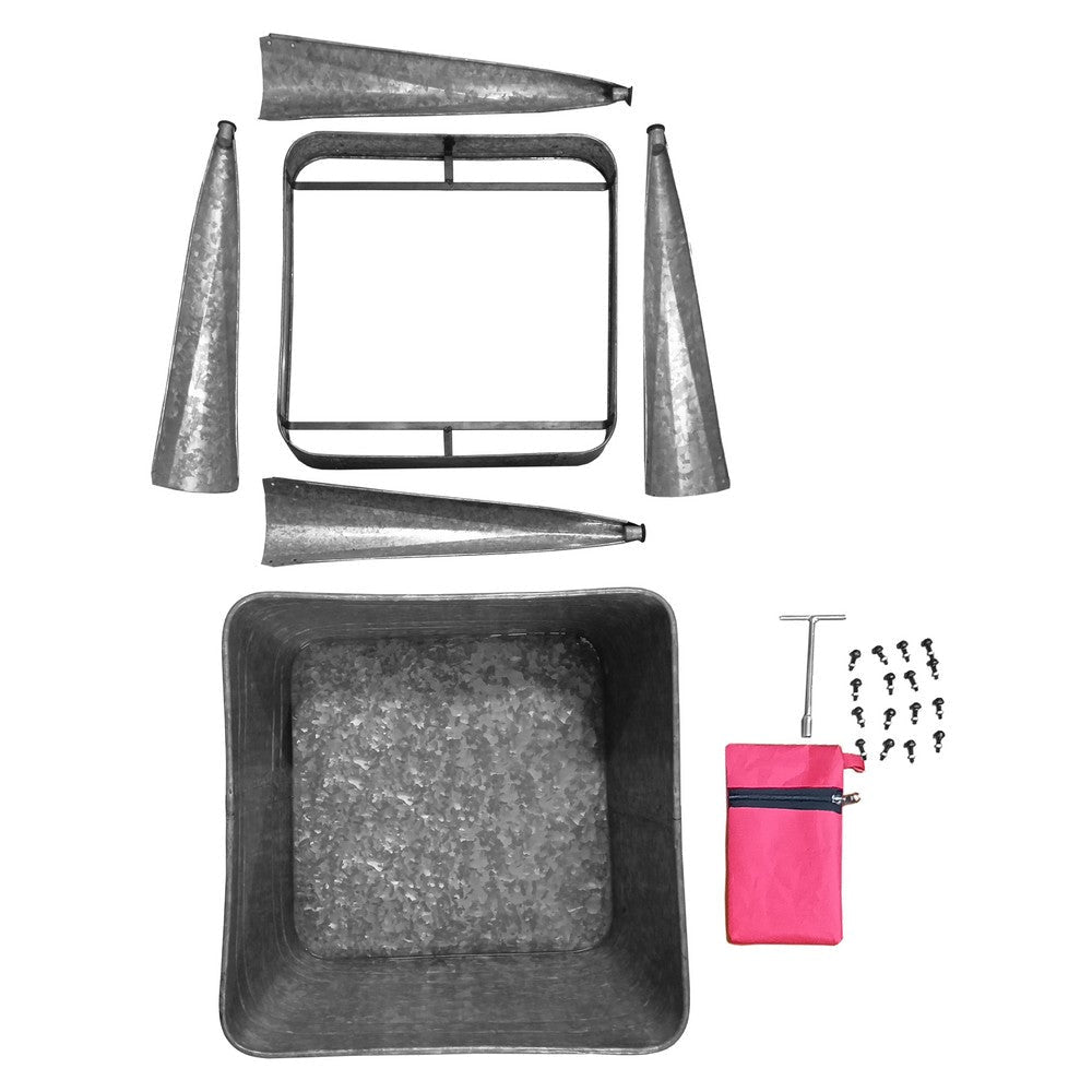 32’’ Multi-Functional Galvanized Metal Tub on Stand with Angled Legs Gray By The Urban Port IMX-65345