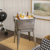 32" Multi-Functional Galvanized Metal Tub on Stand with Angled Legs, Gray By The Urban Port