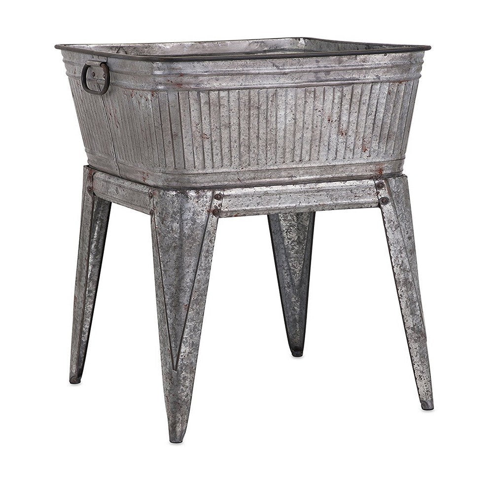 32’’ Multi-Functional Galvanized Metal Tub on Stand with Angled Legs Gray By The Urban Port IMX-65345
