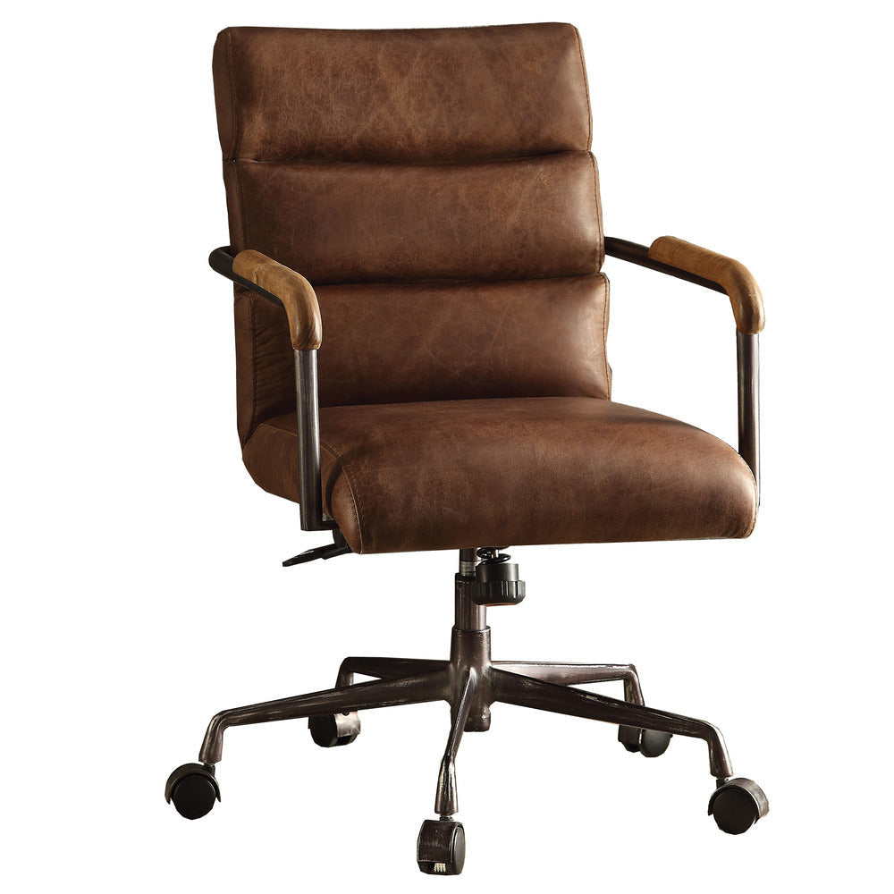 Executive Office Chair | Metal & Top Grain Leather | Retro Brown AMF-92414