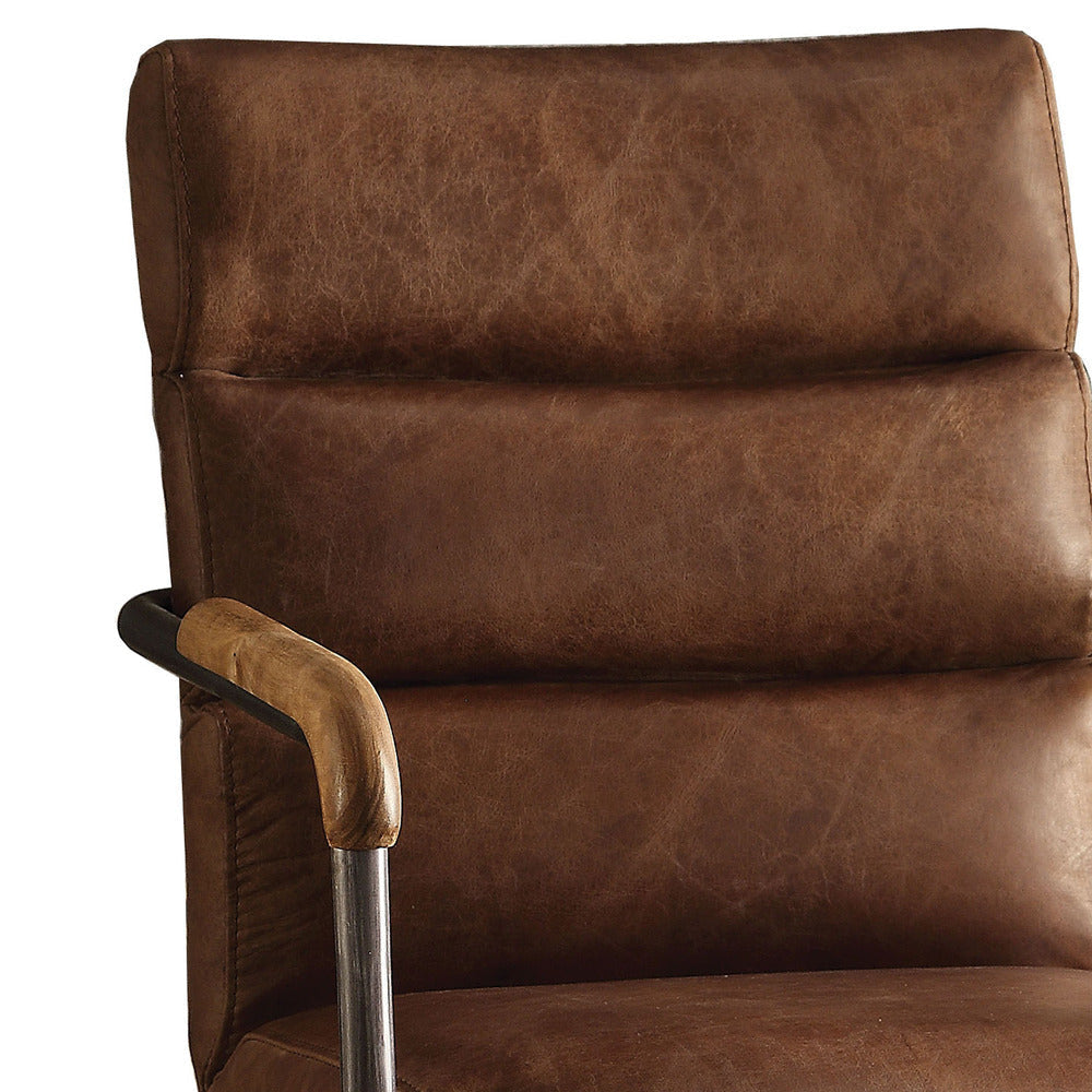 Executive Office Chair | Metal & Top Grain Leather | Retro Brown AMF-92414