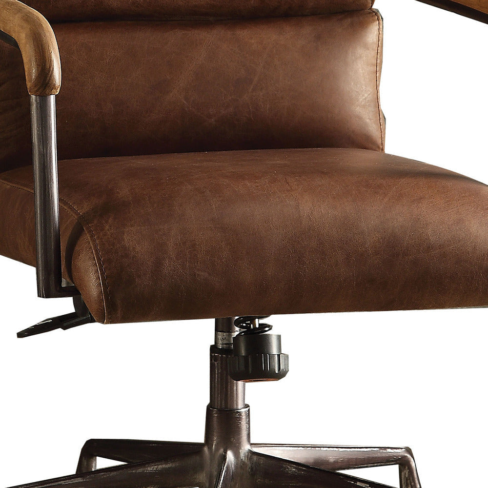 Executive Office Chair | Metal & Top Grain Leather | Retro Brown AMF-92414
