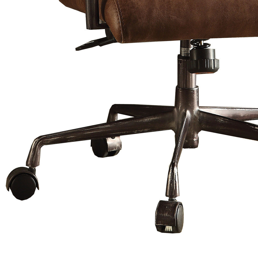 Executive Office Chair | Metal & Top Grain Leather | Retro Brown AMF-92414